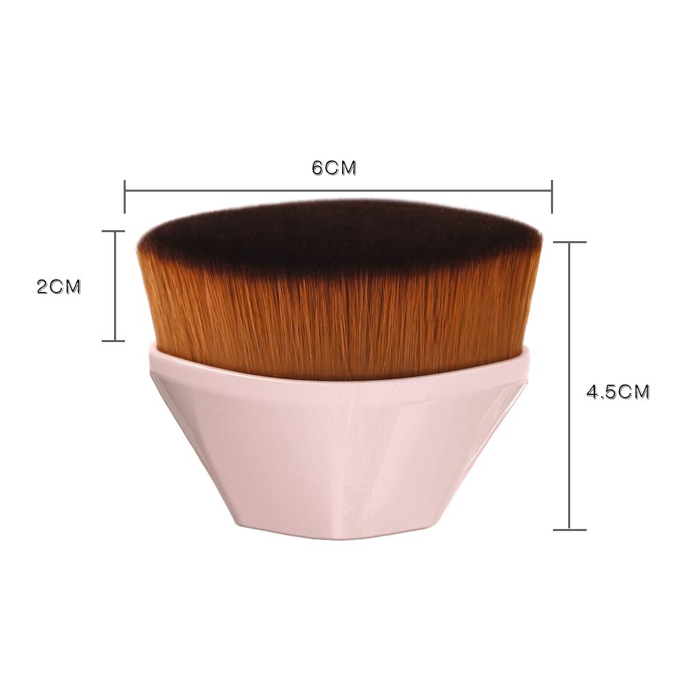 Foundation Makeup Brush Flat Top Kabuki Hexagon Face Blush Liquid Powder Foundation Brush for Blending Liquid, Cream or Flawless Powder Cosmetics with Bonus Protective Case (Light Pink): Beauty