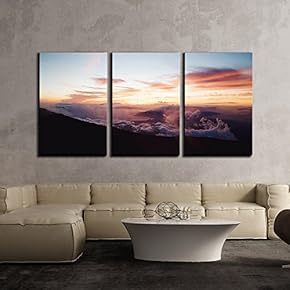 3 Piece Canvas Wall Art - Splendid Clouds at Sunset - Modern Home Art Stretched and Framed Ready to Hang - 16"x24"x3 Panels