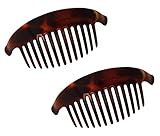 Parcelona French Alice Large Set of 2 Tortoise Sell Brown 13 Teeth Interlocking Side Hair Comb Combs