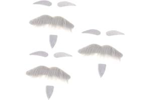 VANZACK 3pcs Halloween Costume Self Adhesive Fake Beard Eyebrows Kit Grey Facial Hair Props for Masquerade