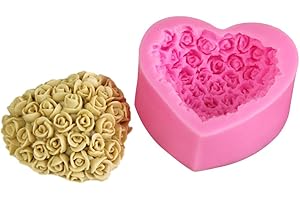 Lovely Heart Silicone Soap Mold Flower Rose DIY Form Fondant Soap Making 3D Handmade Decorating Mould Handmade Drop Glue Mold