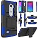 LG Leon Case, LG Power Case, EC™ Hybrid Dual Layer Combo Armor Protective Case Cover with Kickstand and Locking Belt Swivel Clip for LG Tribute 2/ LG Leon LTE C40 (Black+Dark Blue)