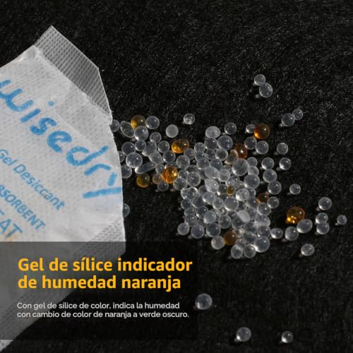 wisedry 10g x 30 Packs Silica Gel Sachets with Orange Pearl Humidity Indicator Dehumidifiers, Food Grade