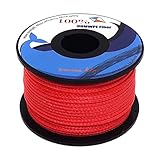 emma kites Red UHMWPE Braided Cord High Strength Least Stretch Tent Tarp Rain Fly Guyline Hammock Ridgeline Suspension for Camping Hiking Backpacking Survival Recreational Marine Outdoors 100Ft 200Lb