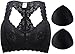 ANGOOL Women's Sexy Lace Racerback Bralette Bustier Breathable Wireless Bra (Large, Black (Padded))