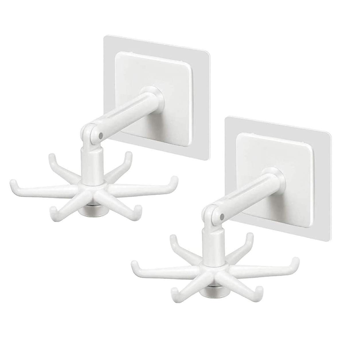 Photo 1 of 365Home Hanging Utensil Holder Hooks Kitchen Utensil Hanger Wall Mount 360 Degrees Rotating Folding Hook Self Adhesive Hook Utensil Rack with 6 Hooks for Kitchen Bathroom Cabinet (2 White)
