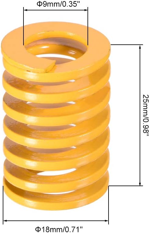 sourcing map 18mm OD 25mm Long Spiral Stamping Light Load Compression Die Spring Yellow, 18 x 25mm - Image 3