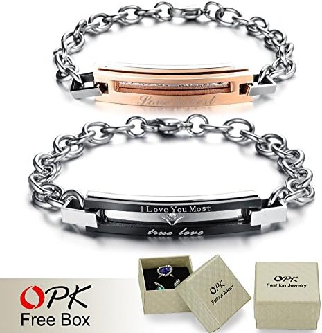 Wonderful Dream Opk Jewelry Free Box! Stainless Steel Lovers'S Promise Bracelet &amp;Amp; Bangle Engrave "I Love You Most" Romantic / Fashion, 703 yjaliBracelets521