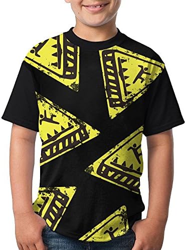 Fortnite-Trap-Warning Boy Youth 3D Printing Summer Round Neck T Shirts Cute Short-Sleeve T-Shirts