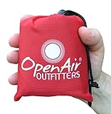 OpenAir Outfitters 2-in-1 Pocket Blanket/Rain Poncho - 100% Waterproof, Lightweight Picnic / Beach / Camping / Backpacking / Outdoor Blanket Mat