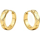 2026Geometric Faceted Gold Hoop Earrings for Women - Minimalist Huggie Hoops, Hypoallergenic Alloy, Trendy Statement Jewelry