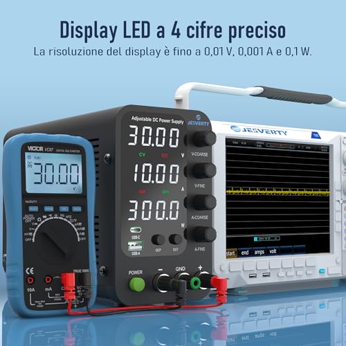 Variable DC Power Supply, Switchable 32V 10A Bench Power Supply with 20W USB & Type-C Fast Charging, Encoder Fine Adjustment Knob and Corasion, Output Switch SPS-3010V
