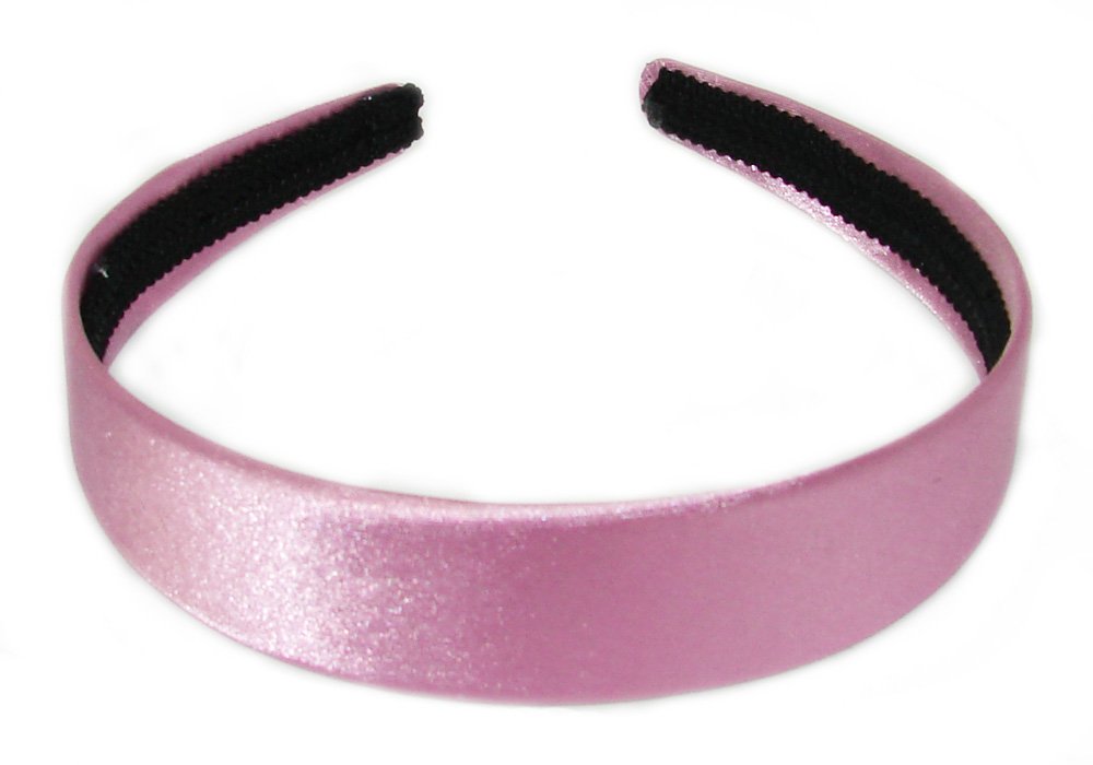 2.5cm (1") Pink Satin Covered Plastic Alice Band Hair Band Headband No Teeth for Women Girls by Glitz4Girlz — image 1