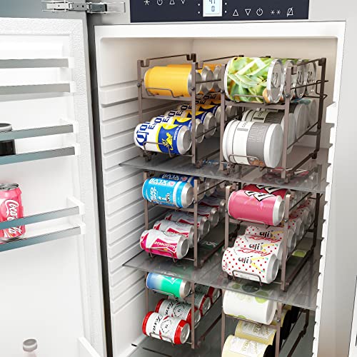 Wisdom Star 2 Pack Soda Can Organizer Rack for Pantry, Stackable Beverage Soda Can Storage Dispenser Holder for Refrigerator, Cabinet Bronze