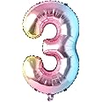 40 inch Rainbow Gradient Colorful Big Size Number Foil Helium Balloons Birthday Party Celebration Decoration Large globos (40 inch Rainbow 3)