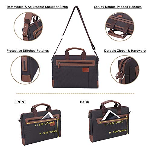 Banuce 15 inch Laptop Tablet Bag Oxford Nylon Waterproof Business Messenger Briefcase for Men Slim Shoulder Attache Case