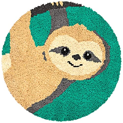 ROCKY&CHAO Latch Hook Rug Kits Carpet Embroidery Set Crochet Canvas Pattern Round Shape Needlework Crafts for Kids & Adults Beginners, 20x20inch — image 1