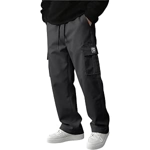 Shiketong Double Waisted Sweatpants Casual Athletic Drawstring Waist Jogging Slacks with Pockets Home Party