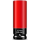 BOEN 21mm 1/2" Drive Wheel Protector Impact Socket, Non-Marring Lug Nut Thin Wall Deep Socket Set, Chrome-Molybdenum Steel, 6 Point, Color-Coded Protective Socket