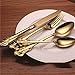 16-Piece Gold Flatware Silverware Set,Heavy Duty Stainless Steel Flatware Service for 4,Cutlery Include Knife/Fork/Spoon/Coffee Spoon,Mirror Polished, Dishwasher Safety