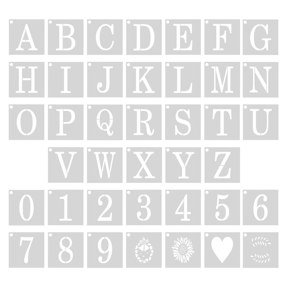 Tabanzhe Collection of 40 Plastic Letter and Number Stencils - 1-Inch Uppercase Alphabet Templates, Reusable Craft Stencils Tools for Scrapbooking, Painting, Home Decoration and DIY Crafting Projects