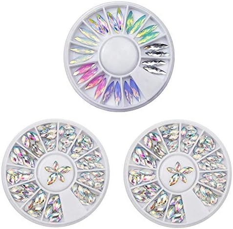 3箱 ラインストーン ネイルストーン Ab色クリスタル ネイルパーツ フラットバック ハート しずく 楕円