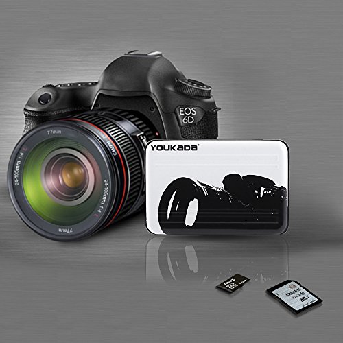 YOUKaDa Metal Memory Card Case Holder Water-Resistant Pocket-Sized SD Holder for 8 SD Cards & 8 Micro SD Cards (2 Pack-Camera)