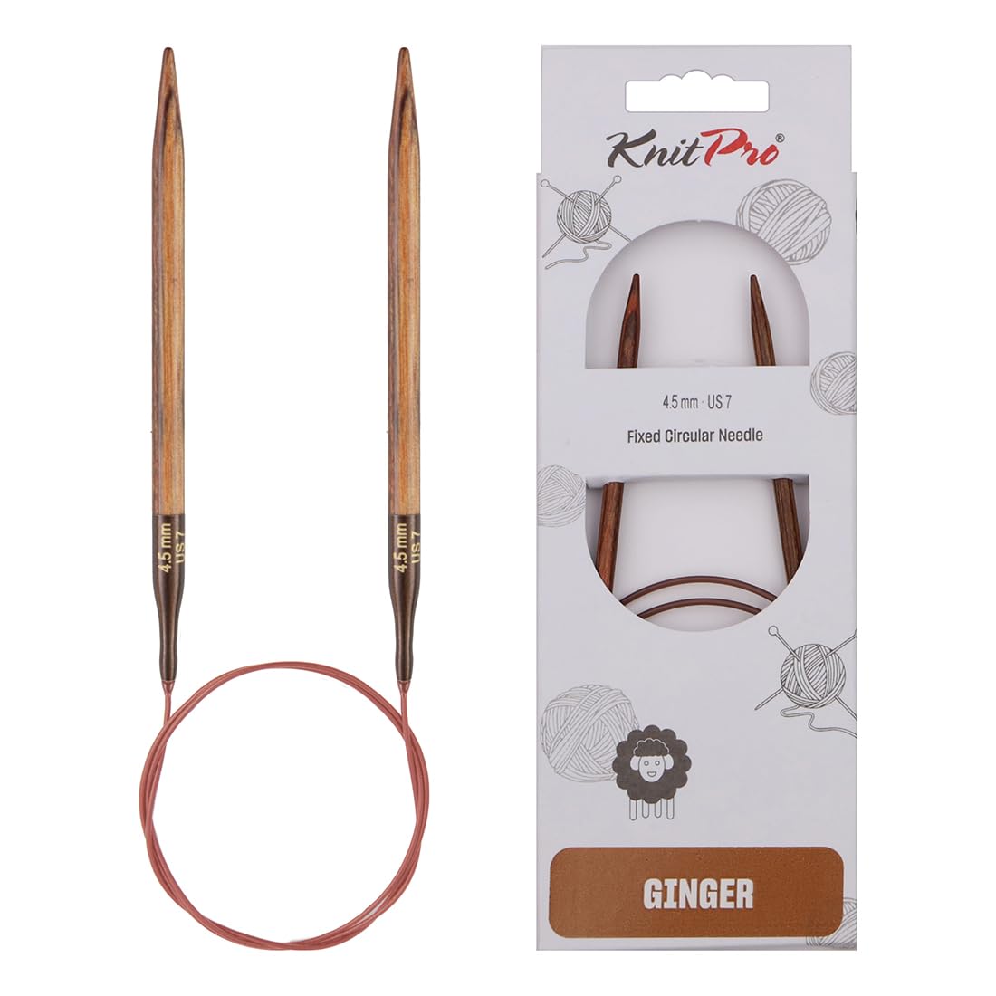 KnitPro Ginger Fixed Circular Needles 47" (120cm) | 4.50mm — image 1
