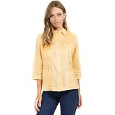 Mojito Women's Premium Linen Guayabera Shirt – 3/4 Sleeve Traditional 4-Pocket Style