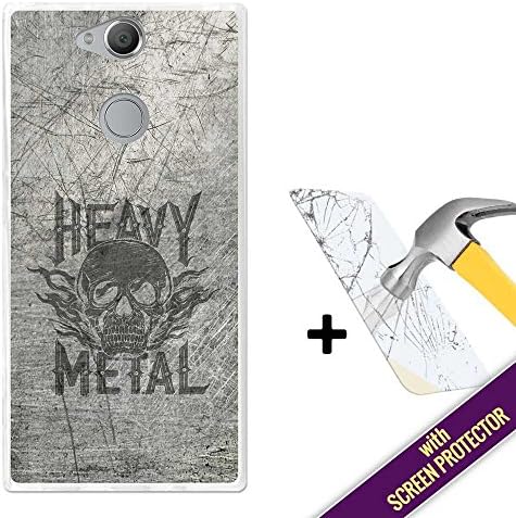 Sony Xperia XA2 Cover Gel Flexible, [ +1 Tempered Glass Screen Protector ], TPU 3B Case made of Silicone, protects your Smartphone, with our exclusive designs - Heavy metal.
