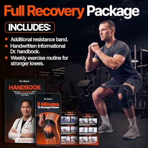 DR. BRACE ELITE Knee Brace with Side Stabilizers & Patella Gel Pads for Maximum Knee Pain Support and fast recovery for men and women-Please Check How To Size Video (Mercury, Large)