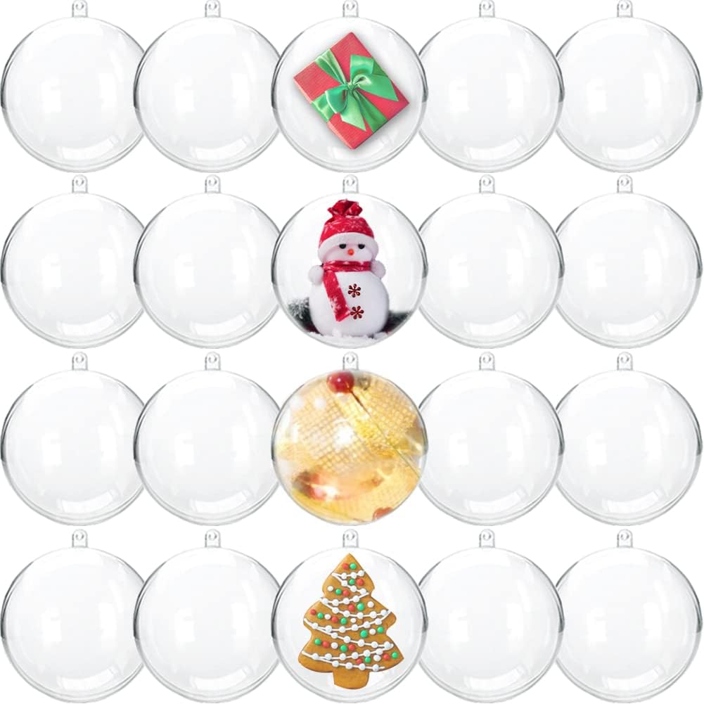 Ornaments - 20 Pcs Clear Fillable Ornaments Ball,Transparent Plastic Craft Ornament Balls,DIY Plastic Christmas Tree Hanging Ornaments Ball for Wedding,Party,Home Decor(80mm)