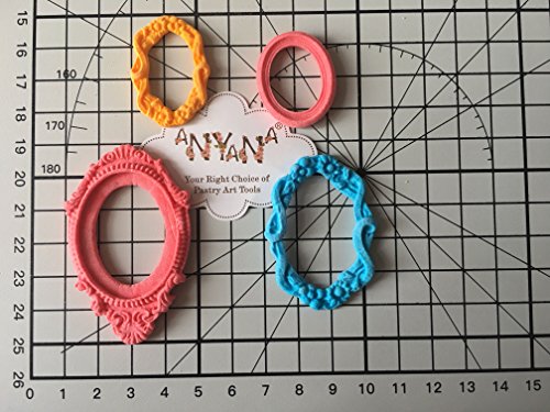Anyana 3D Vintage Mirror Frame silicone fondant mold cake decorating tool cupcake topper edible gum paste sugar pastry decoration - Thumbnail 5