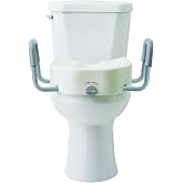 Medline 5" Elongated Raised Locking Toilet Seat, 400 lb Capacity | Toilet Riser with Removable Padded Arms, Fits Most Elongated Toilets, No Lid, Medical Seat For Adults and Elderly