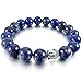 INBLUE Men,Women's 12mm Alloy Energy Bracelet Link Wrist Energy Stone Blue Silver Tone Buddha Mala Bead