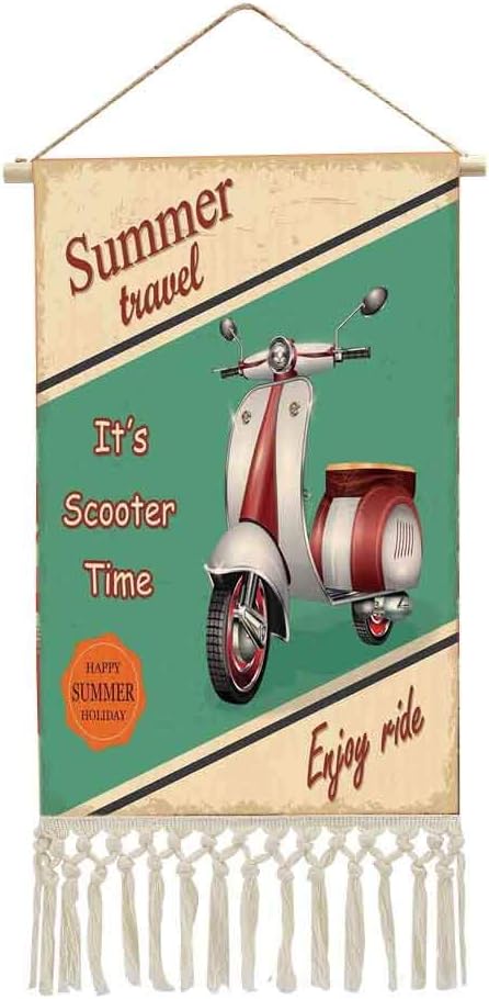 Amazon 風景 タペストリー 掛け軸 ビンテージ装飾 スクーターバイク夏旅行イタリアの都市視力ヒップスターを楽しむライドイラスト 多機能 個性 壁アート 装飾画 人気 おしゃれ マルチ アートフレーム ポスター オンライン通販