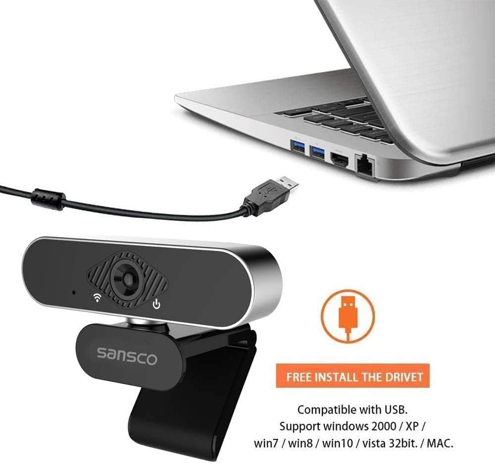 SANSCO 1080p Full HD Webcam with Microphone, Noise-Reducing, Plug and Play PC USB Web Camera for Video Calling Recording - Image 5