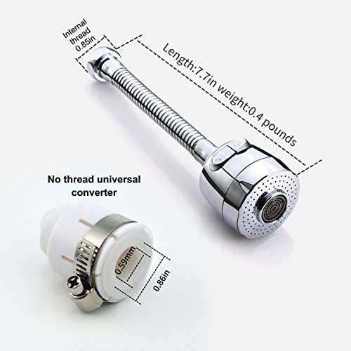3New 360°Swivel Water Saving Tap Aerator Nozzle Filter Water Saving Tap Diffuser Kitchen Accessories (Long)