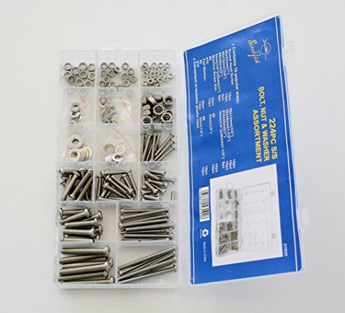Swordfish 31920 Stainless Steel Nut Bolt & Washer Assortment, 224 Piece