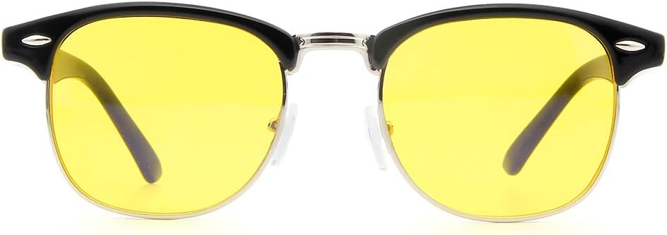 Cyxus Blue Light Filter [Semi-Rimless ] Computer Glasses, Anti Eye Fatigue Clear Lens Eyewear, Unisex(Men/Women) (Black Frame/Yellow Lens)