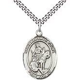Saint Martin of Tours Medal Necklace – 24" Light Chain and Gift Box – Patron Saint of Reformed Alcoholics – Elegant Religious Jewelry - Made in USA