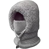 3 in 1 Beanie Hat with Scarf and Mask, Women's Outdoors Windproof Scarf Hat Fleece Lined, Knitted Ski Mask Set, Snow Caps