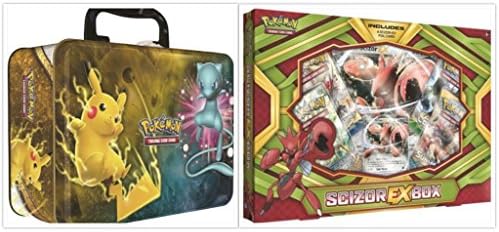 Pokemon Trading Card Game Shining Legends Collectors Chest Tin and Scizor EX Collection Box Bundle, 1 of Each
