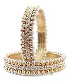 Traditional Bollywood Fashion Gold Tone Faux Pearl Polki Indian Bangle Ethnic Partywear Jewelry MB-18 (2.4 Inches)