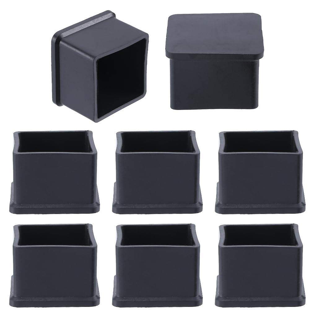 GORGECRAFT 8Pcs Chair Leg Covers Black Square Chair Glides Seat Leg Tips Floor Protectors Furniture Feet Cover Fit for 35x35mm Leg Protecting Hardwood/Tile Floors from Scratches Noise Home Decor