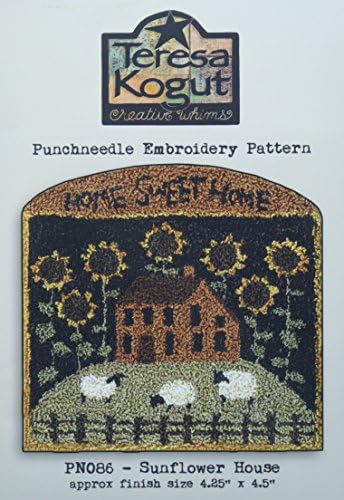 Sunflower House Home Sweet Home PN086 Punchneedle Punch Needle Embroidery Teresa Kogut Pattern