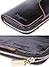 Borgasets RFID Blocking Large Capacity Wax Real Leather Clutch Wallet Card Holder Purse for Women, Black