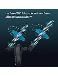 BrosTrend, adaptador WiFi de largo alcance (1200Mbps) de correa dual de 5 gigahertzios. Velocidad de red inalámbrica 867Mbps, 2.4 gigahertzios 300 Mbps; antenas WiFi 2 X 5dBi; USB 3.0. Compatible con Windows 10 8 7 XP, Linux Mint, Ubuntu, Raspbian