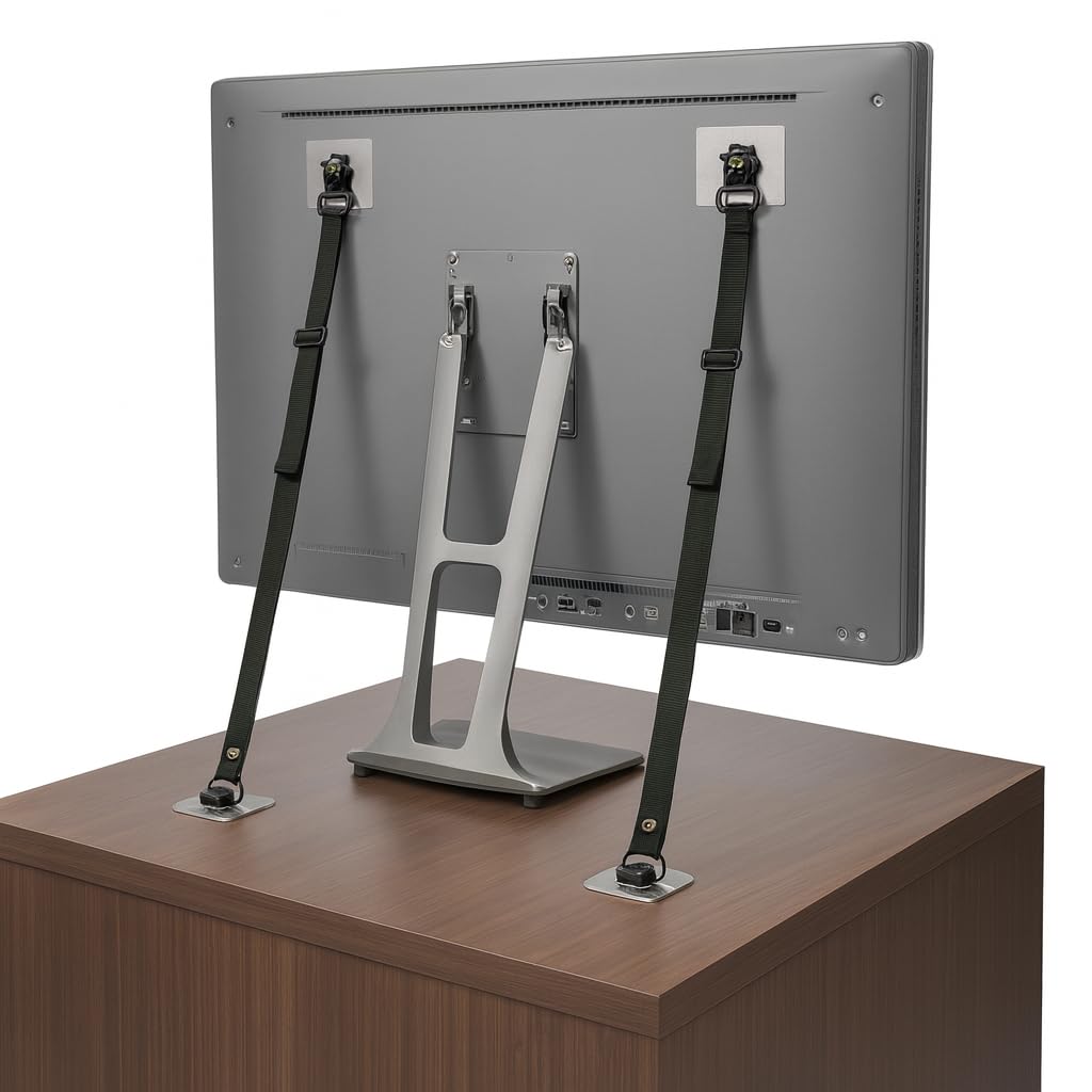 Photo 1 of TV Safety Straps - Anti-Tip Furniture Straps for Baby Proofing - Adhesive Non Drill TV Straps Safety for Flat Screen - Adjustable Earthquake Straps - Wall Furniture Anchors for Baby Proofing