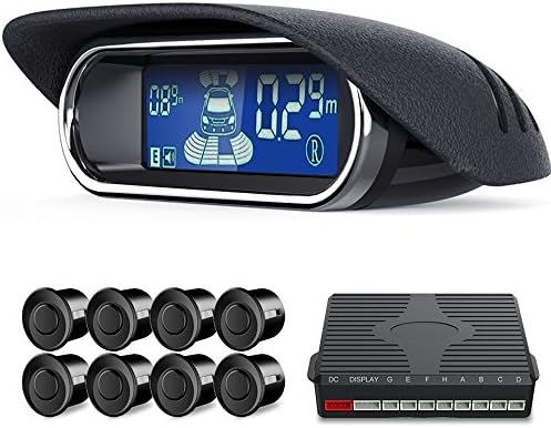 8 Parking Sensors, Dual-core Car Reverse Backup Radar Alert System Front and Rear LCD Display Buzzer BiBi Alarm for All Car